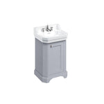 Badrumskommod Burlington Edwardian 56 cm med dörr, grå, 3 blandarhål