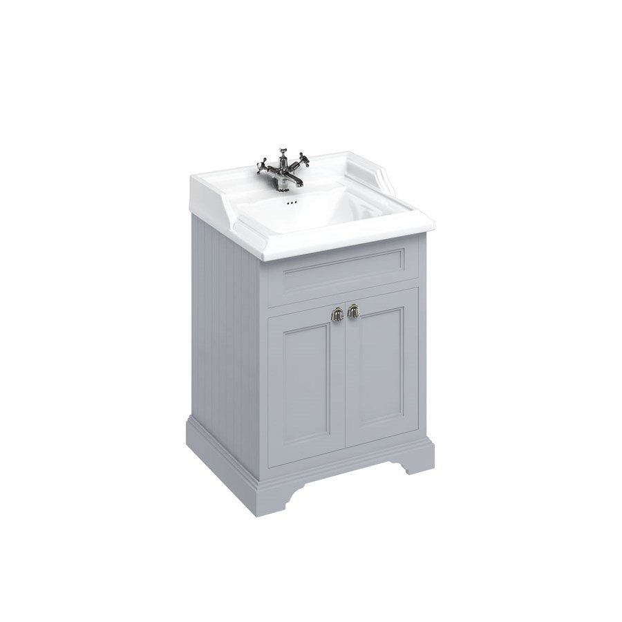 Badrumskommod Burlington Edwardian 65 cm med dörrar, grå, classic 1 blandarhål