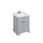 Badrumskommod Burlington Edwardian 65 cm med dörrar, grå, minerva-skiva carrara vit