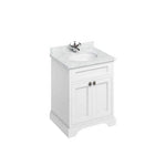 Badrumskommod Burlington Edwardian 65 cm med dörrar, matt vit, minerva-skiva carrara vit