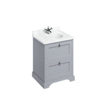 Badrumskommod Burlington Edwardian 65 cm med lådor, grå, minerva-skiva carrara vit