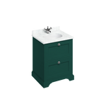 Badrumskommod Burlington Edwardian 65 cm med lådor, matt grön, minerva-skiva carrara vit