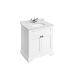 Badrumskommod Burlington Edwardian 75 cm med dörrar och Minerva-skiva, matt vit, minerva-skiva carrara vit