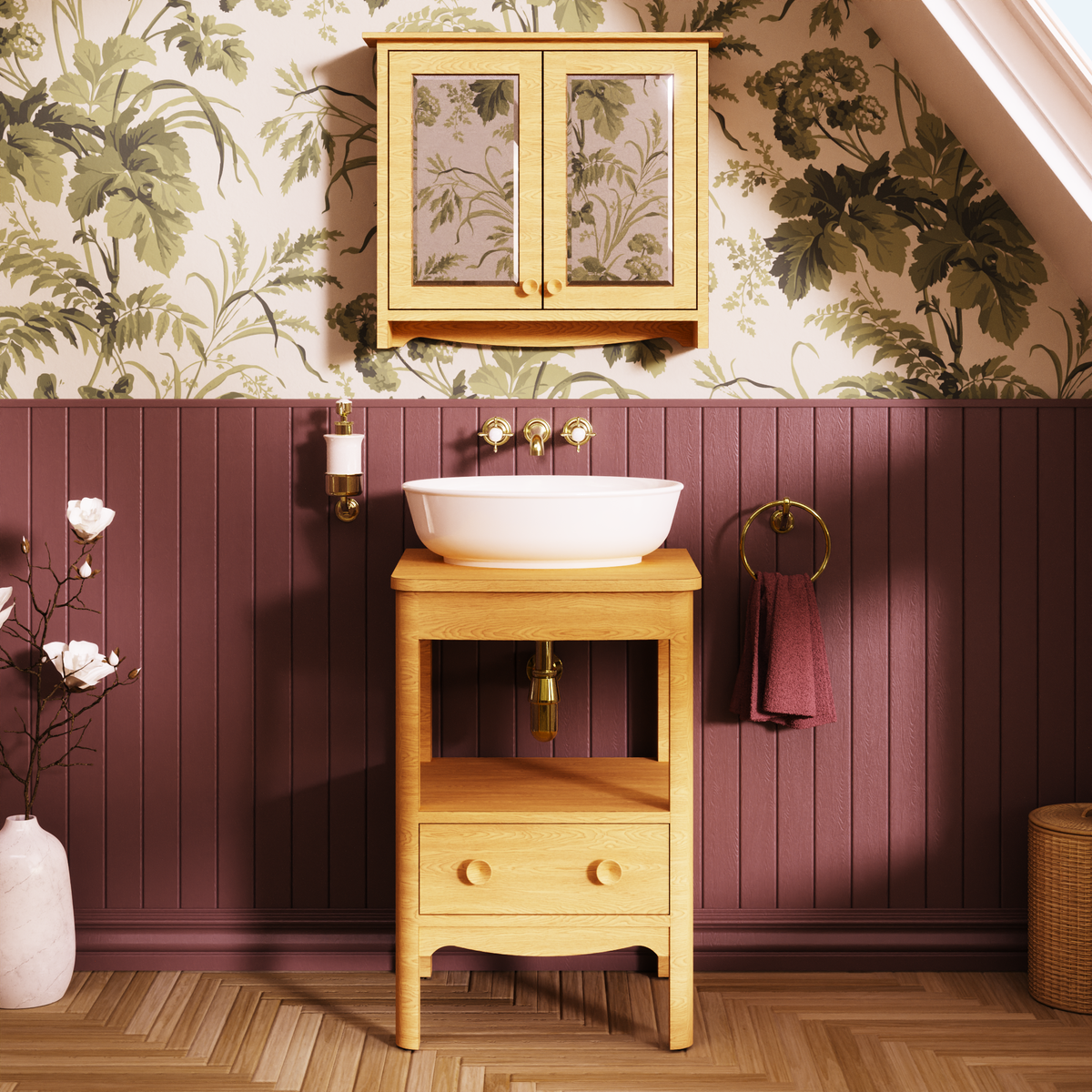 Badrumskommod Burlington Guild 56 cm med bänkskiva, ljus ek, ljus ek