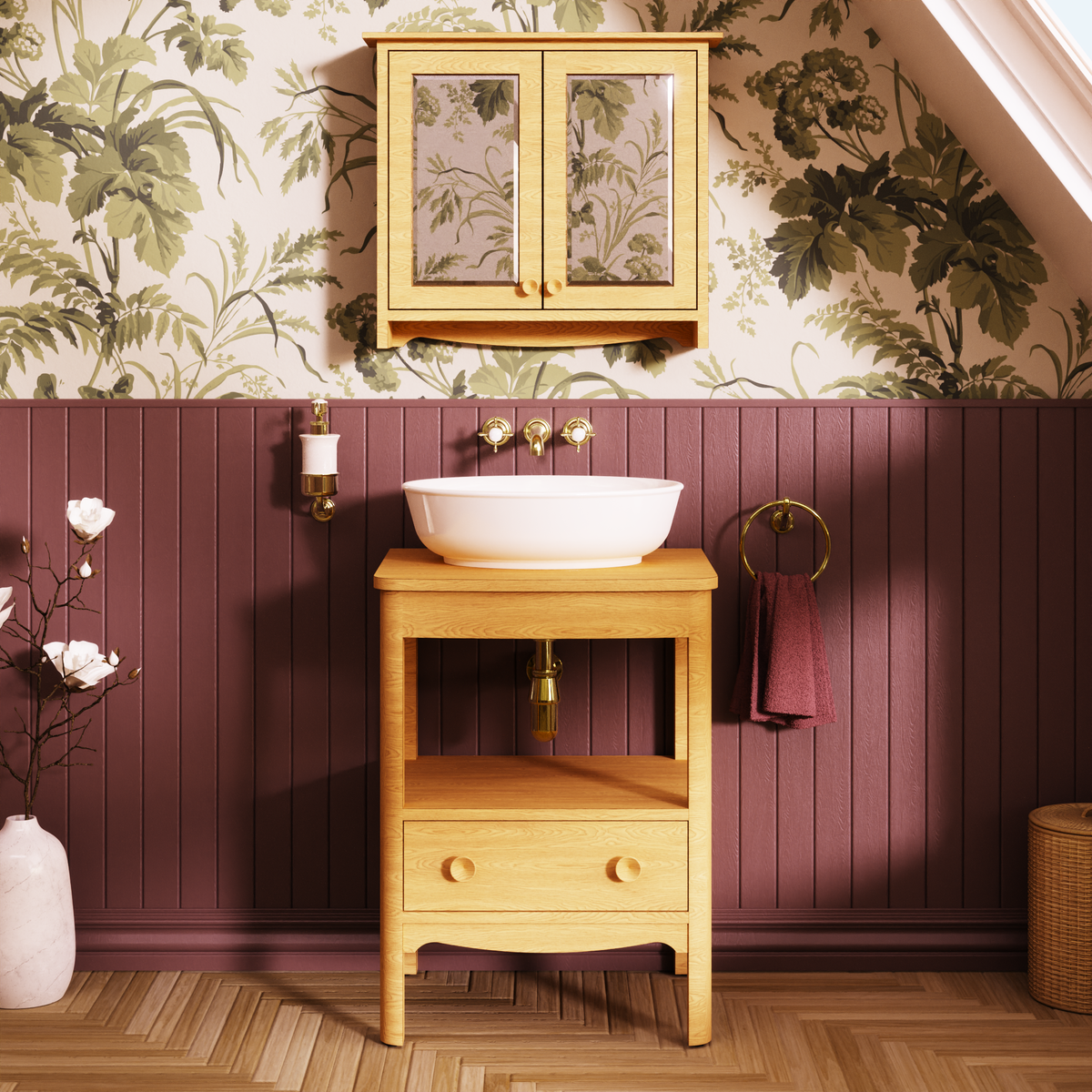 Badrumskommod Burlington Guild 62 cm med bänkskiva, ljus ek, ljus ek