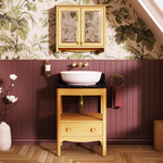 Badrumskommod Burlington Guild 62 cm med bänkskiva, ljus ek, marquina