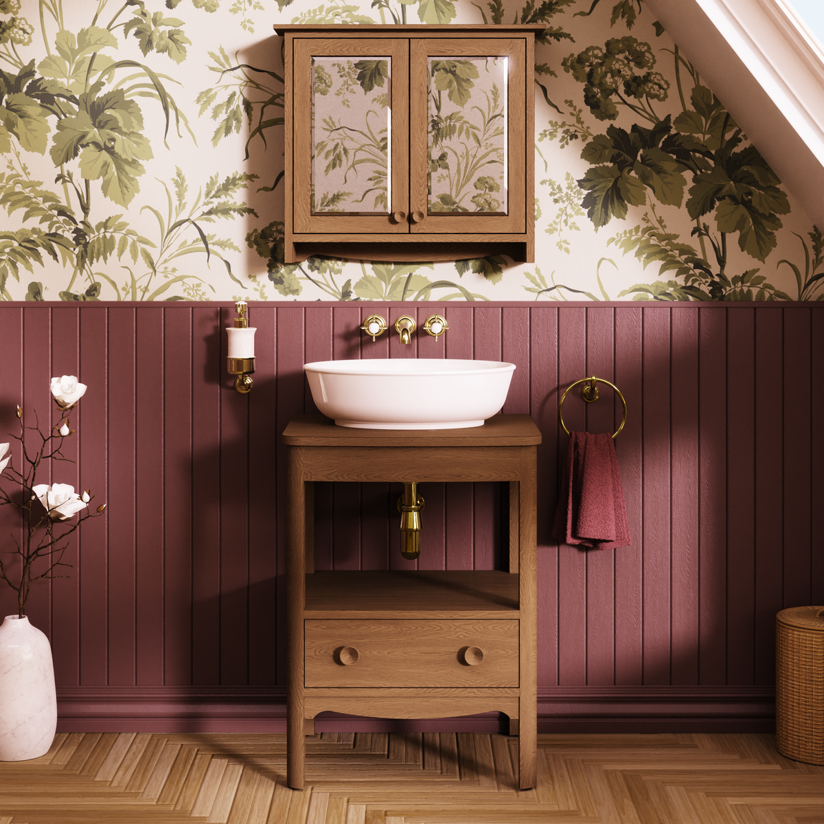 Badrumskommod Burlington Guild 62 cm med bänkskiva, mörk ek, mörk ek