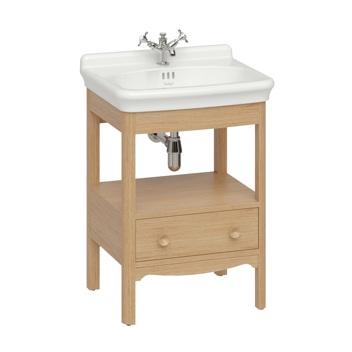 Badrumskommod Burlington Guild 62 cm med tvättställ, ljus ek, 1 blandarhål