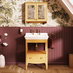 Badrumskommod Burlington Guild 62 cm med tvättställ, ljus ek, 2 blandarhål