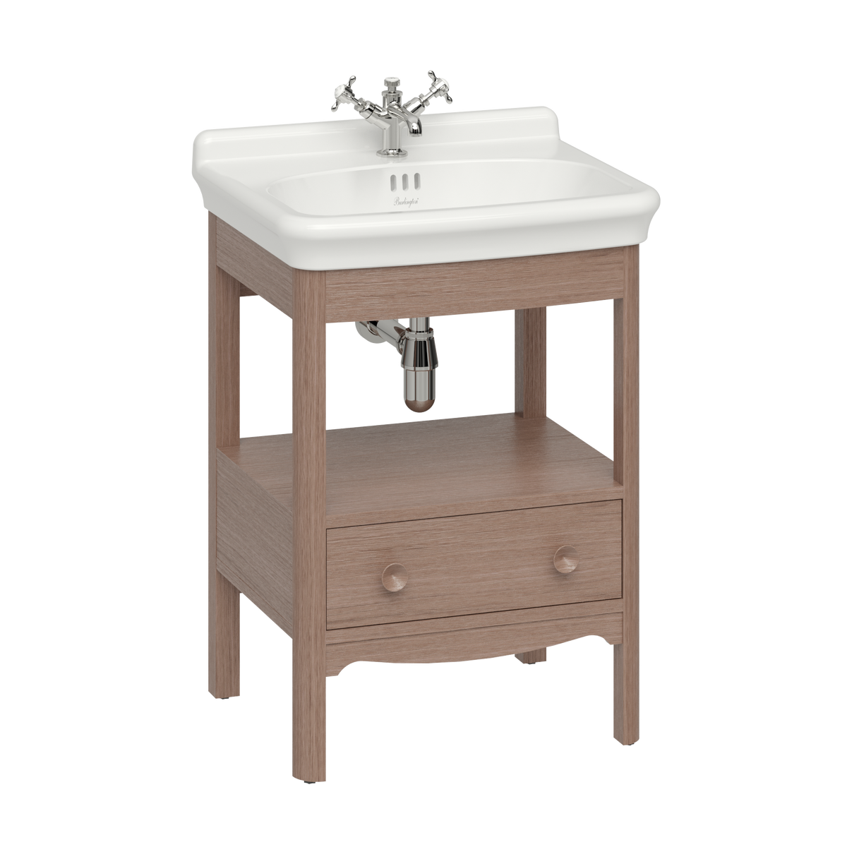 Badrumskommod Burlington Guild 62 cm med tvättställ, mörk ek, 1 blandarhål