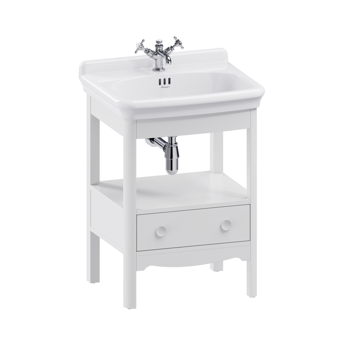 Badrumskommod Burlington Guild 62 cm med tvättställ, varley vit, 1 blandarhål