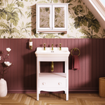 Badrumskommod Burlington Guild 62 cm med tvättställ, varley vit, 3 blandarhål