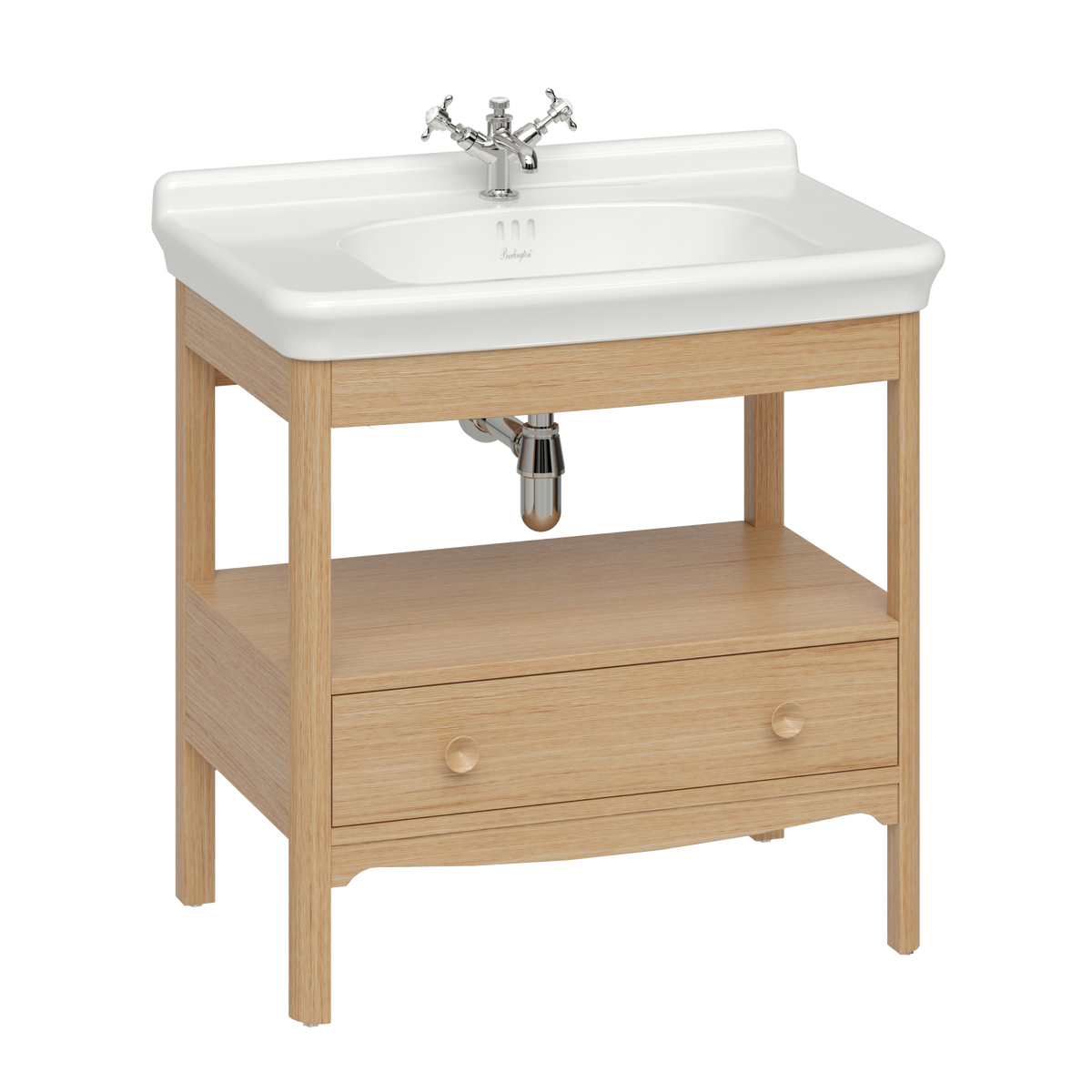Badrumskommod Burlington Guild 85 cm med tvättställ, ljus ek, 1 blandarhål