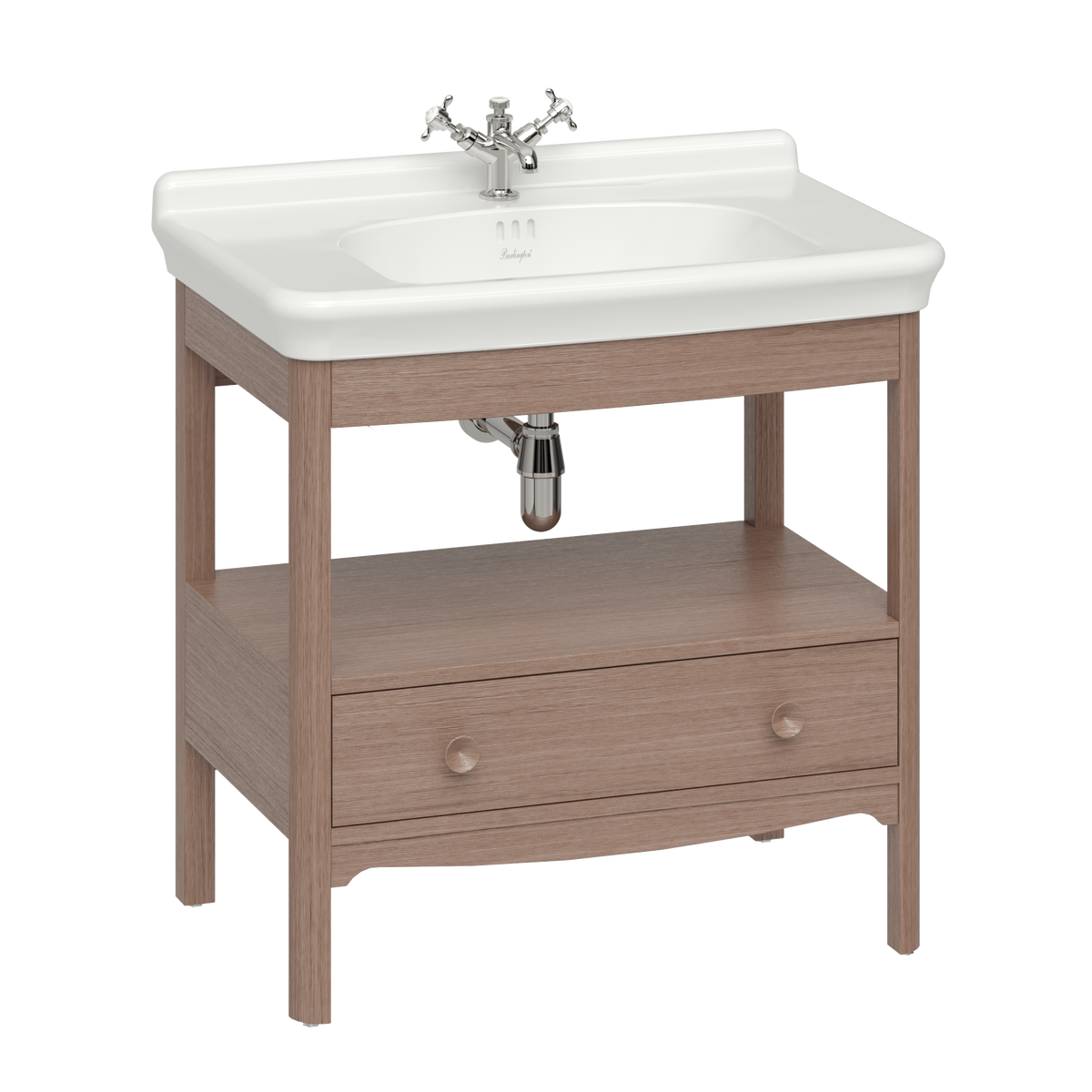 Badrumskommod Burlington Guild 85 cm med tvättställ, mörk ek, 1 blandarhål