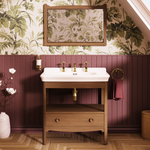 Badrumskommod Burlington Guild 85 cm med tvättställ, mörk ek, 3 blandarhål