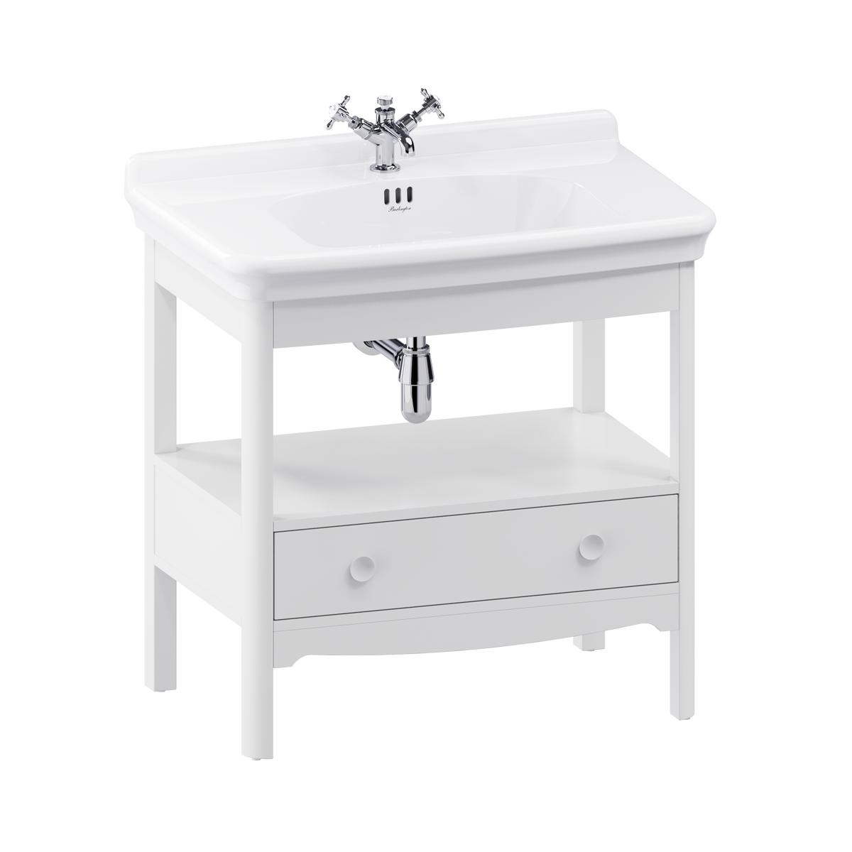 Badrumskommod Burlington Guild 85 cm med tvättställ, varley vit, 1 blandarhål