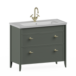 Badrumskommod Burlington Strand 100 cm med lådor, grangrön, 1 blandarhål
