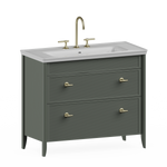Badrumskommod Burlington Strand 100 cm med lådor, grangrön, 3 blandarhål