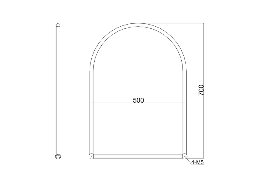 Bågformad spegel Burlington med metallram 50 x 70 cm Krom i badrum