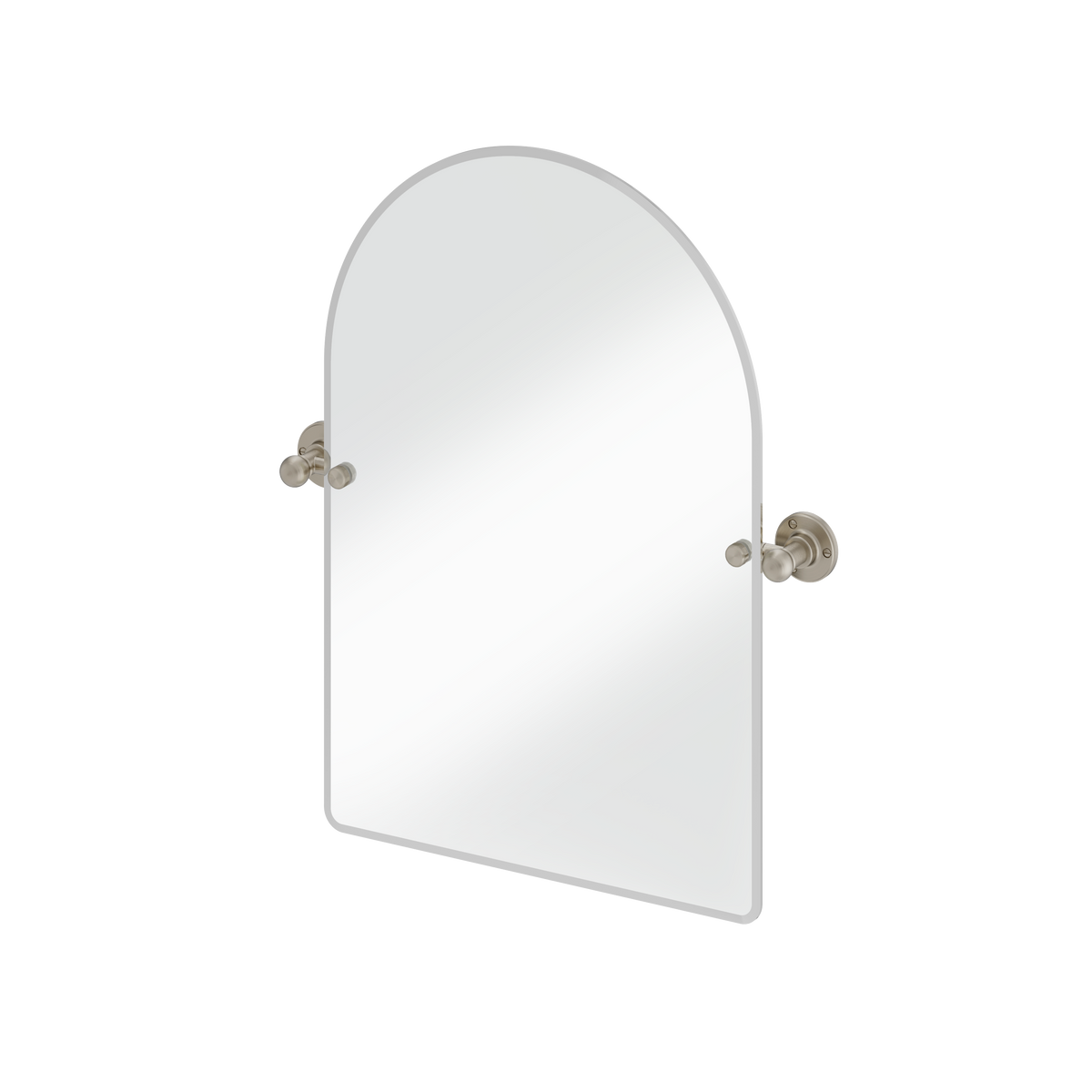 Bågformad spegel Burlington med spegelfästen Borstad nickel, 450 x 650 mm fäste 1850
