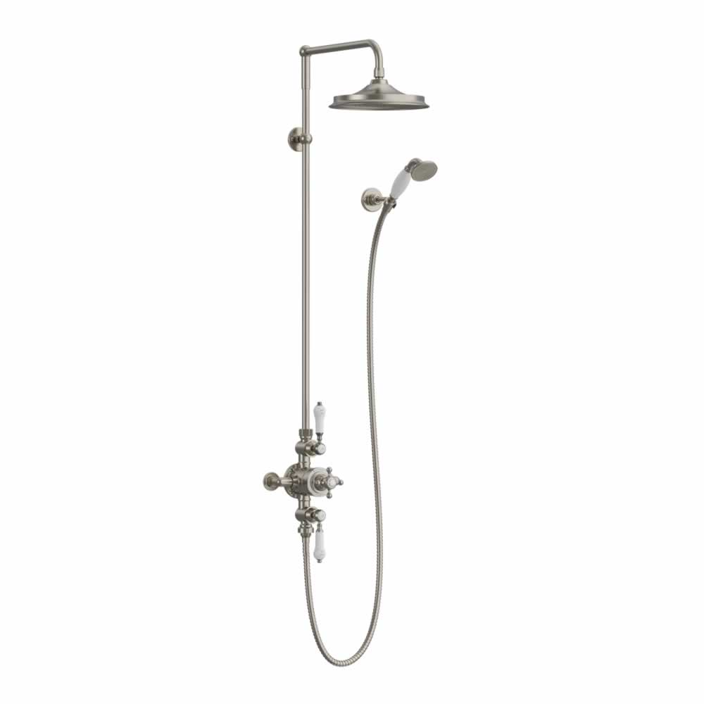 Duschset Burlington Avon utanpåliggande Borstad nickel, 9 tum (23 cm)