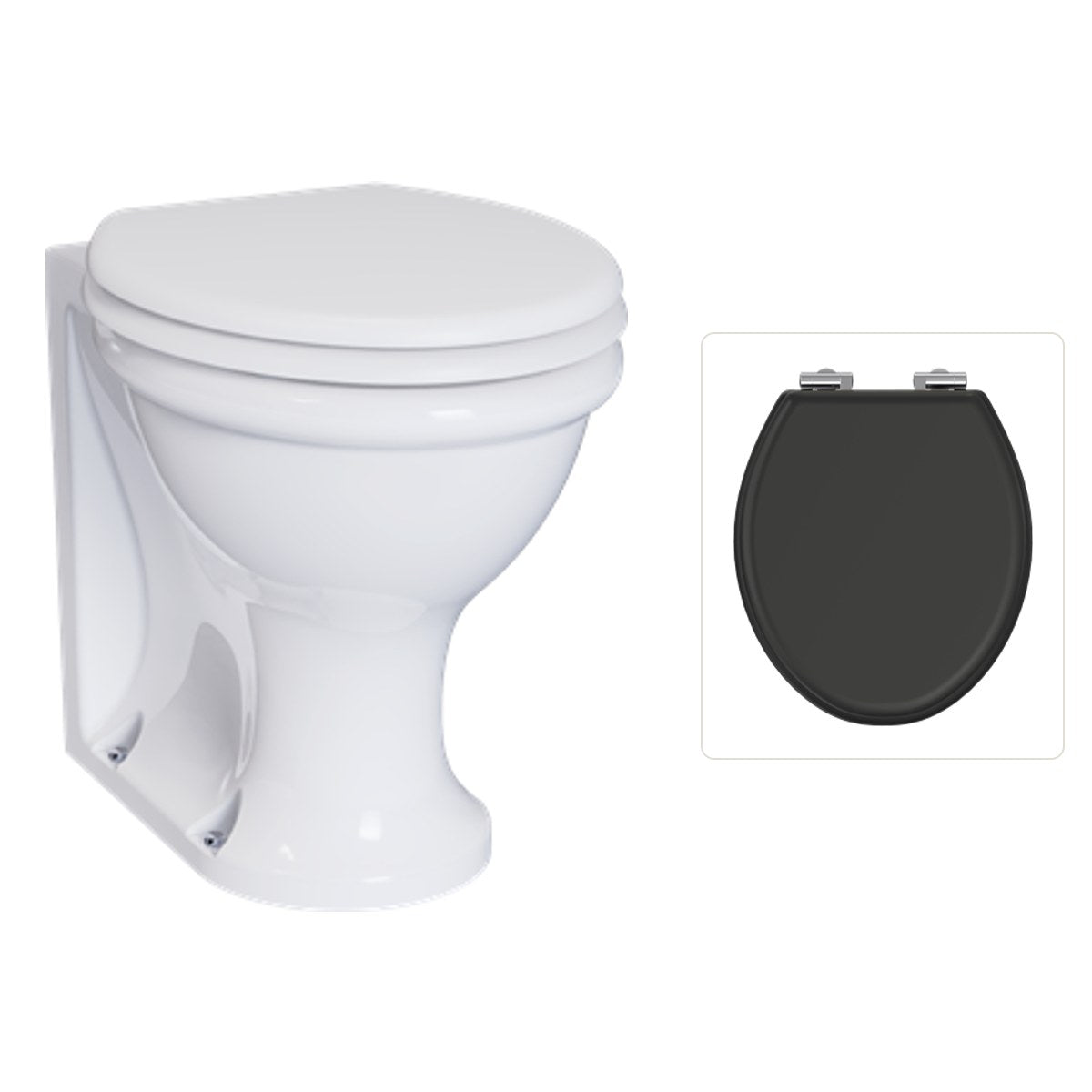Golvstående toalettstol Burlington Guild med soft close-sits, sits ashbee grå