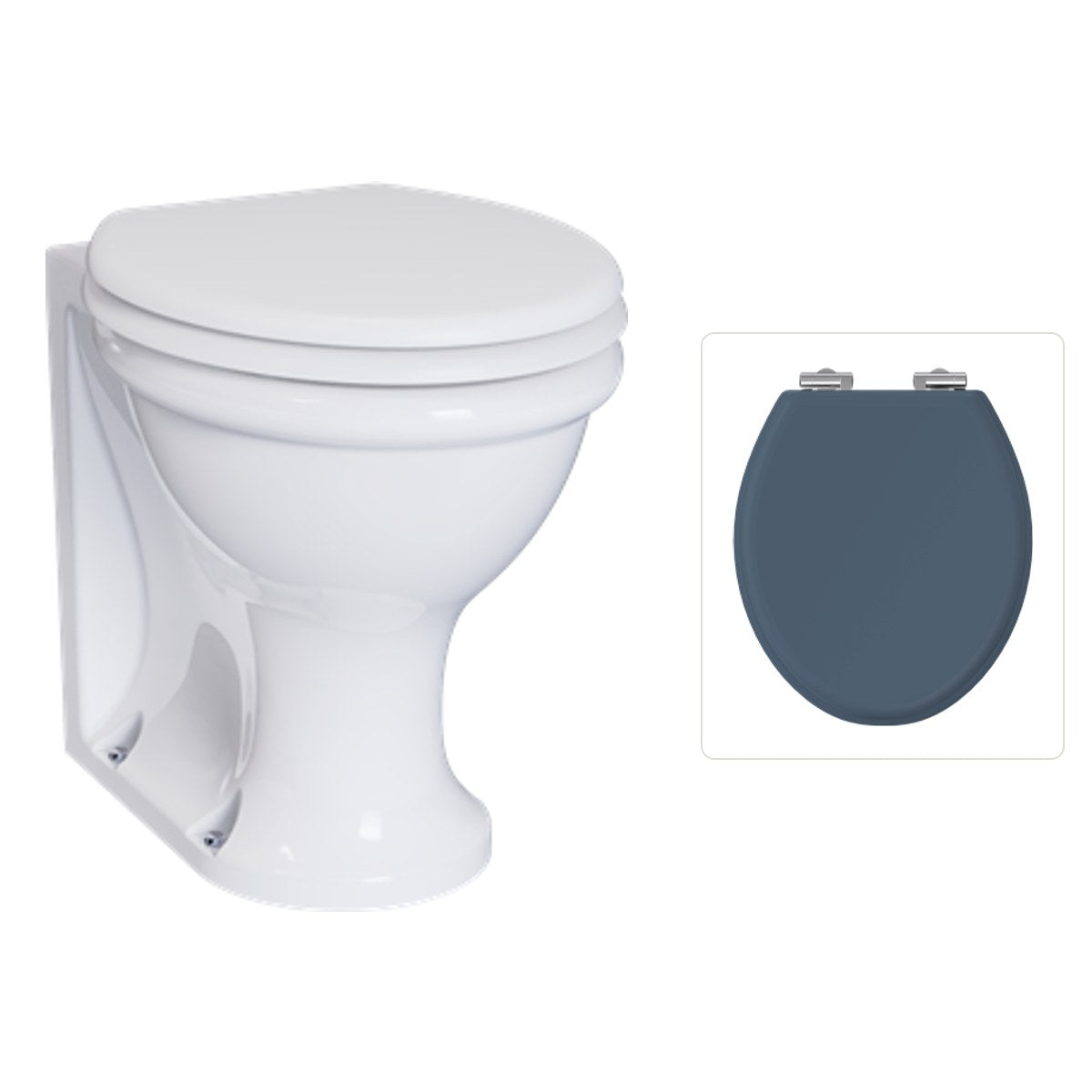 Golvstående toalettstol Burlington Guild med soft close-sits, sits blå