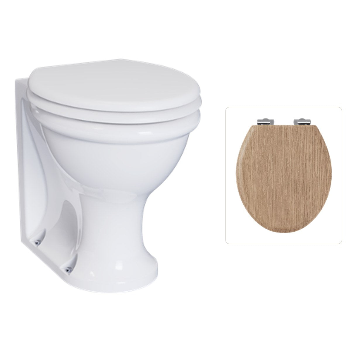 Golvstående toalettstol Burlington Guild med soft close-sits, sits ljus ek