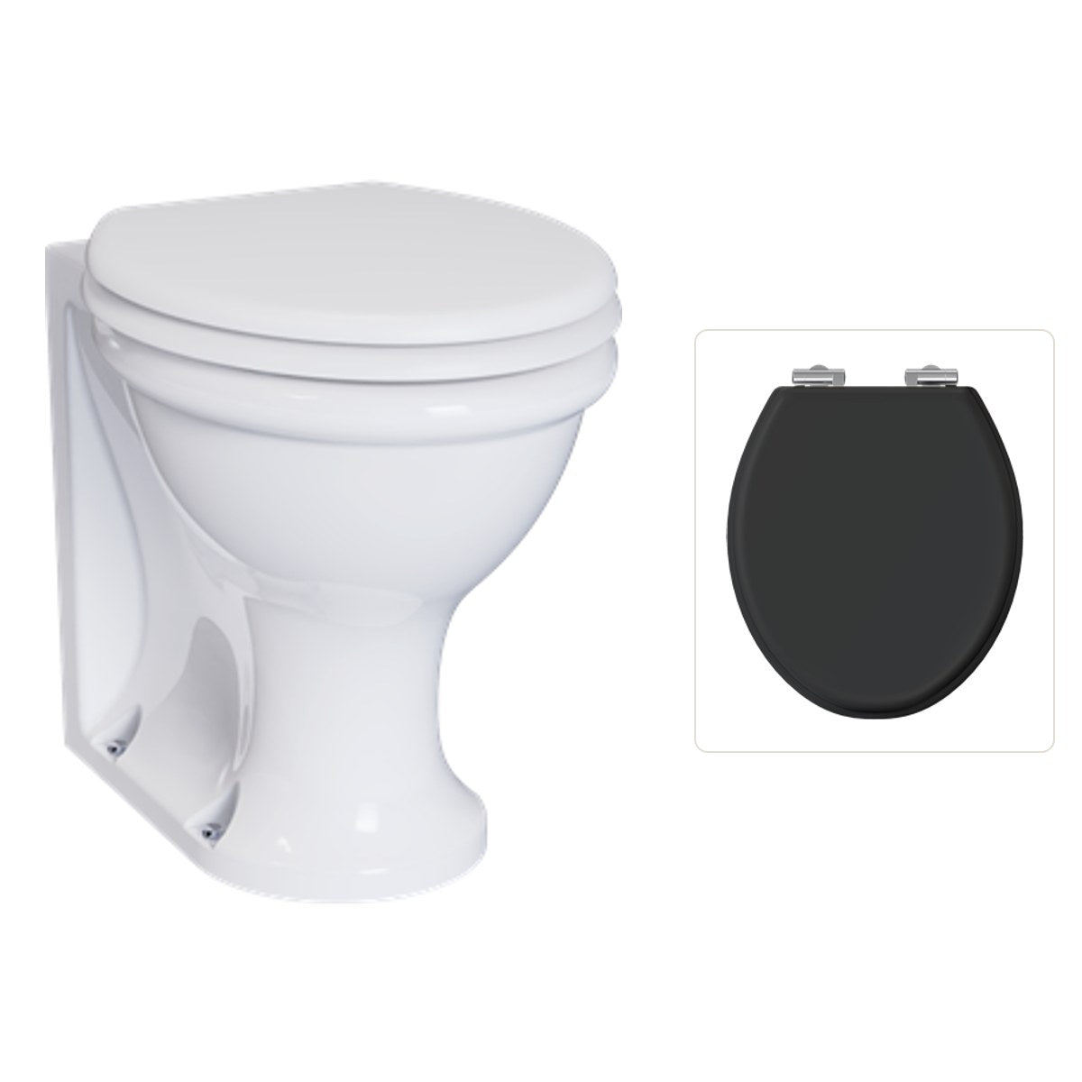 Golvstående toalettstol Burlington Guild med soft close-sits, sits matt svart