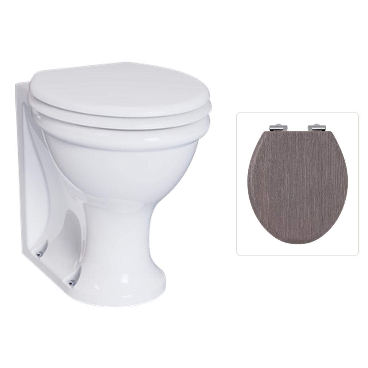 Golvstående toalettstol Burlington Guild med soft close-sits, sits mörk ek