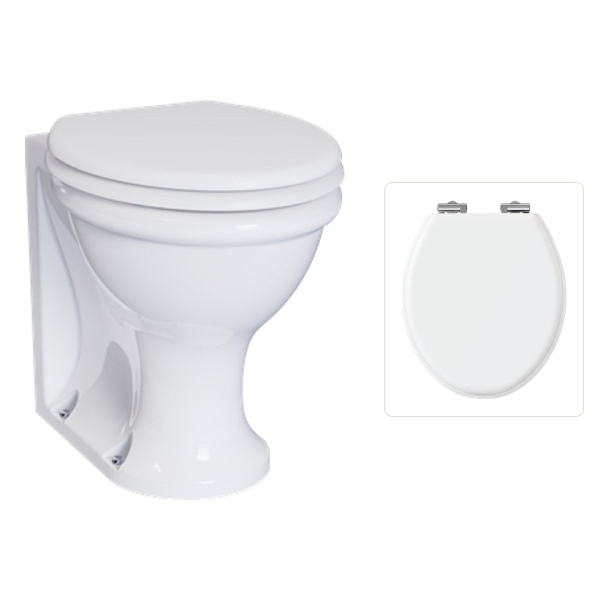 Golvstående toalettstol Burlington Guild med soft close-sits, sits varley vit
