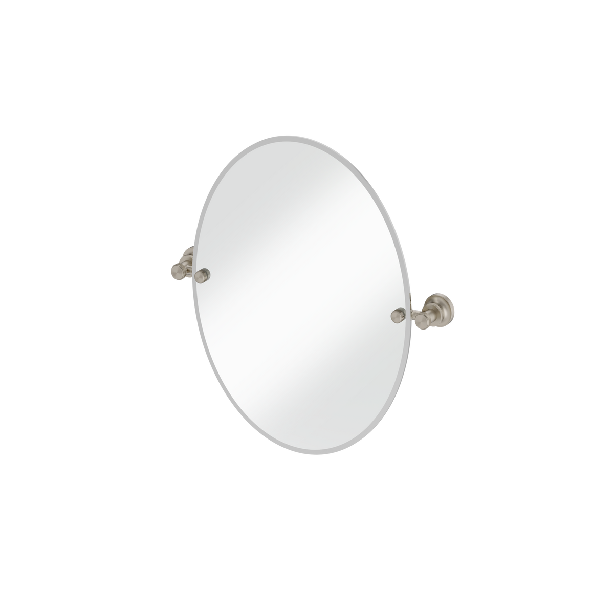 Oval spegel Burlington med spegelfästen Borstad nickel, 400 x 500 mm fäste 1909