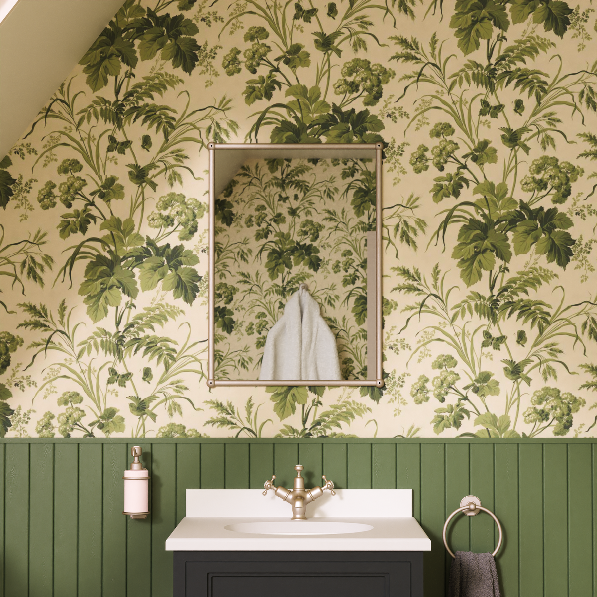 Rektangulär spegel Burlington med metallram 50 x 70 cm Borstad nickel i badrum