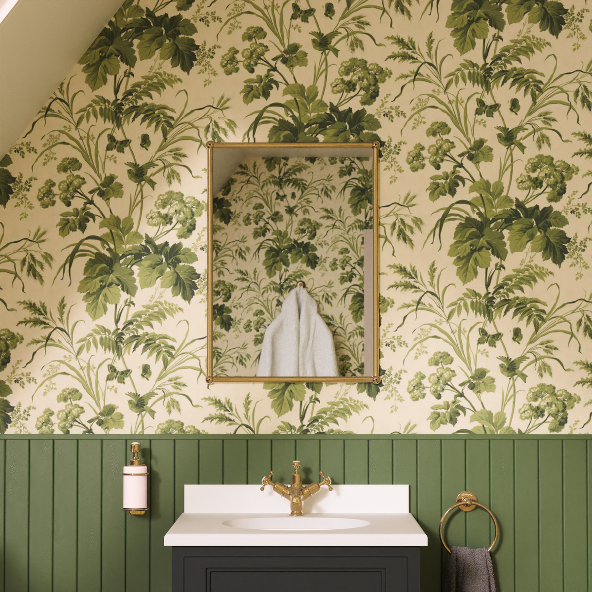 Rektangulär spegel Burlington med metallram 50 x 70 cm Guld i badrum