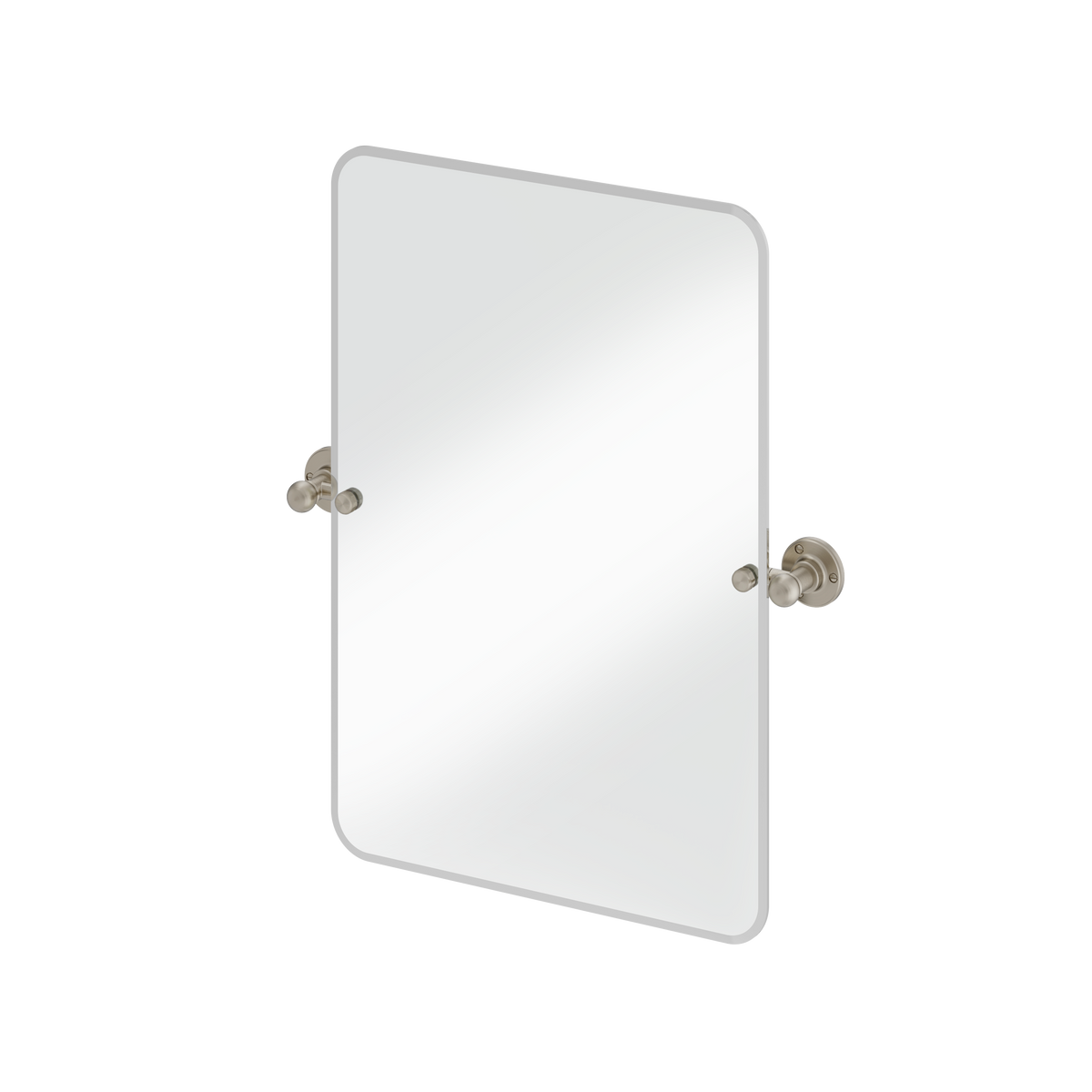 Rektangulär spegel Burlington med rundade hörn och spegelfästen Borstad nickel, 450 x 650 mm fäste 1850