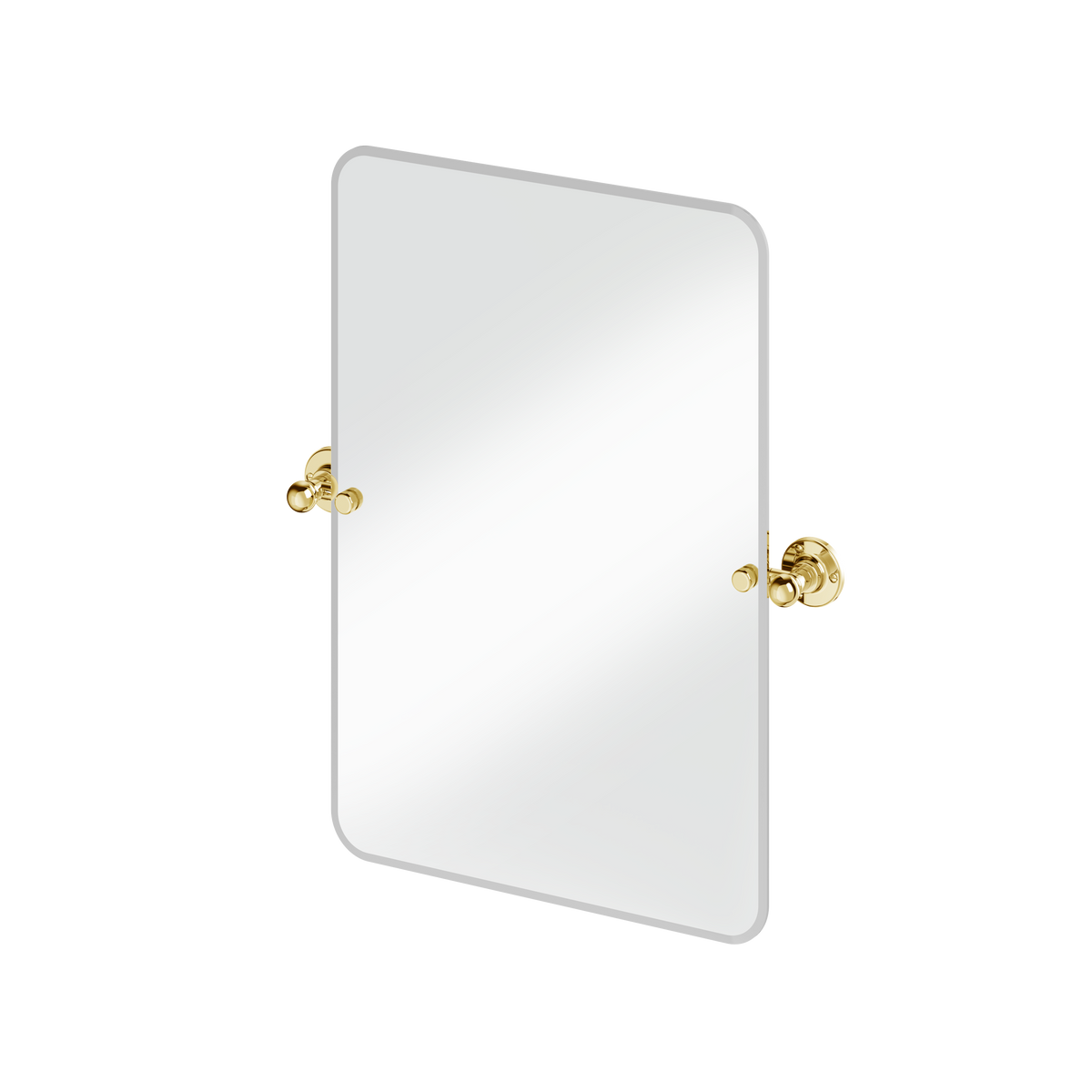 Rektangulär spegel Burlington med rundade hörn och spegelfästen Guld, 450 x 650 mm fäste 1850