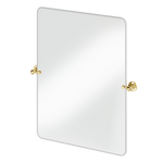 Rektangulär spegel Burlington med rundade hörn och spegelfästen Guld, 650 x 850 mm fäste 1850