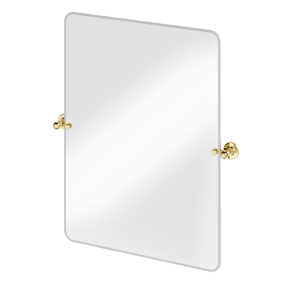 Rektangulär spegel Burlington med rundade hörn och spegelfästen Guld, 650 x 850 mm fäste 1850