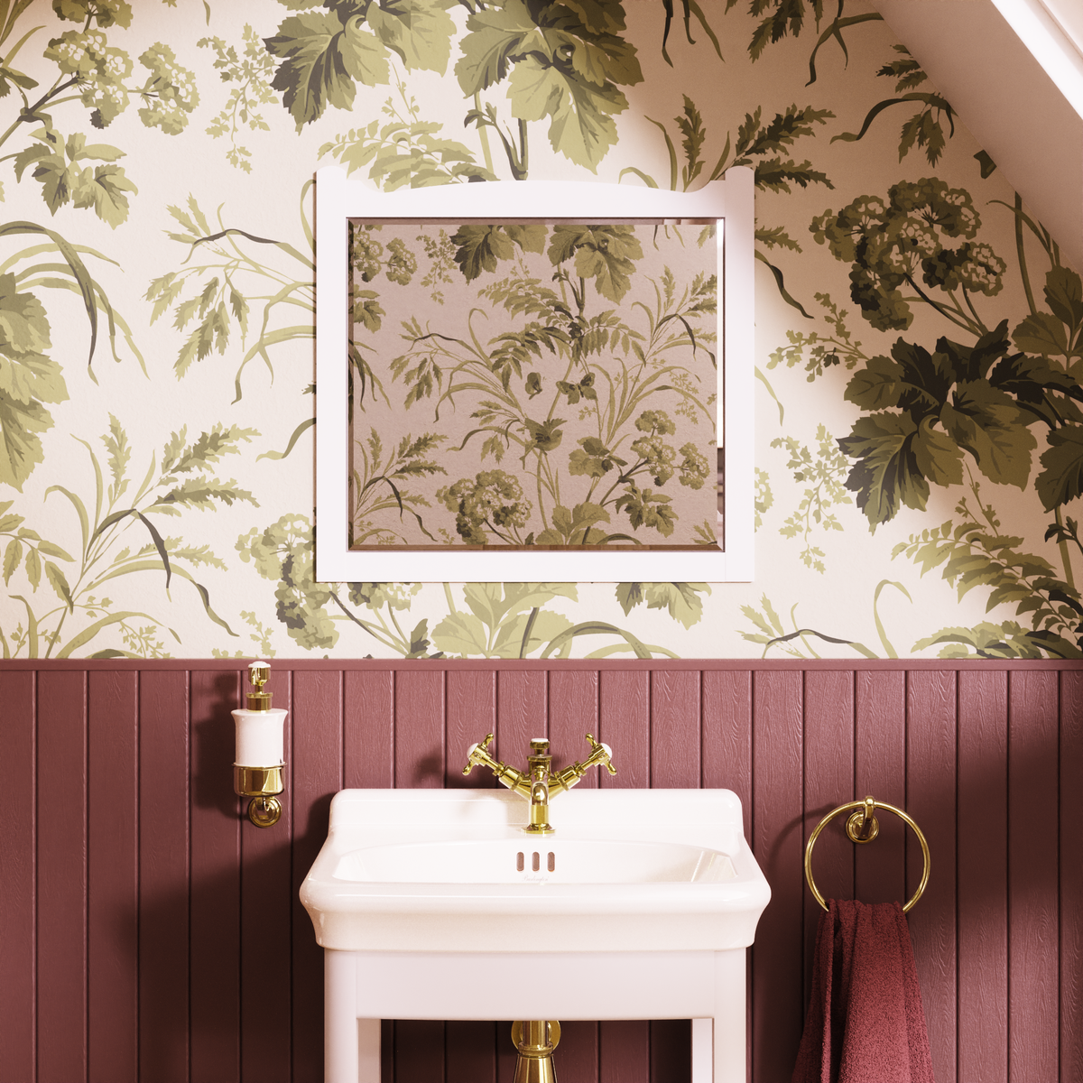 Spegel Burlington Guild Varley vit i badrum