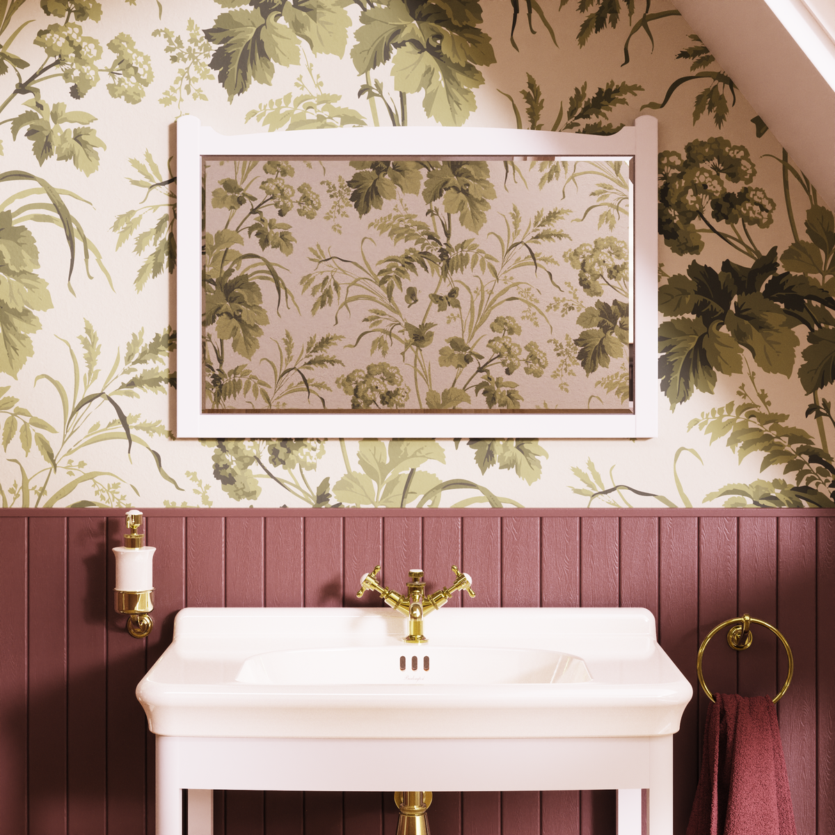 Spegel Burlington Guild Varley vit i badrum
