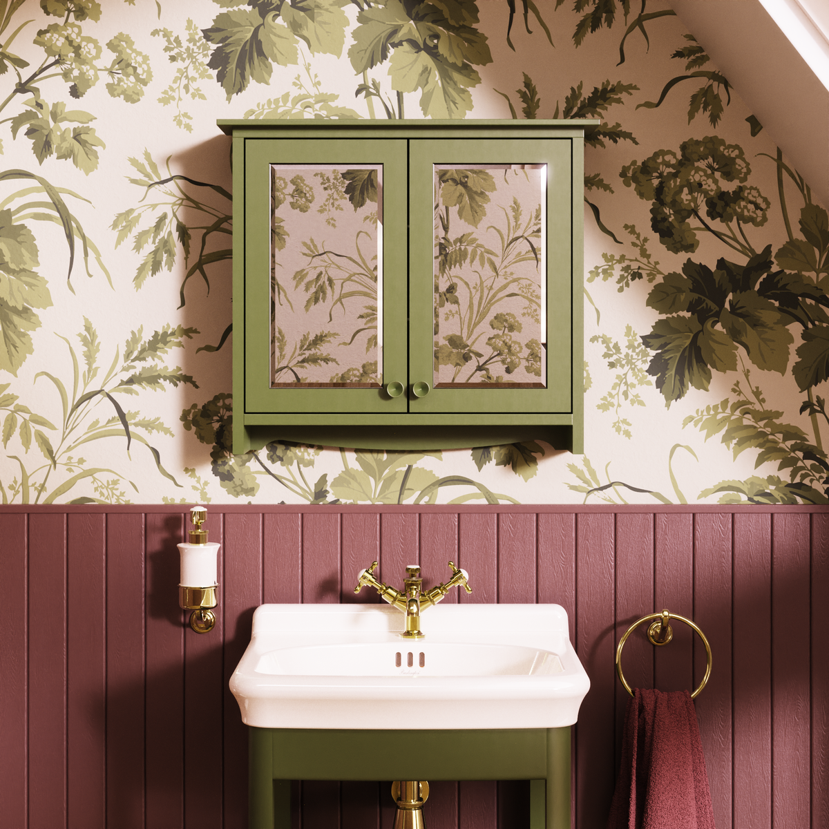 Spegelskåp Burlington Guild 65 cm Carlyle grön i badrum
