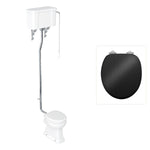 Toalett Burlington högspolande med kedja och soft close-sits, sits blank svart