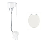 Toalett Burlington högspolande med kedja och soft close-sits, sits blank vit