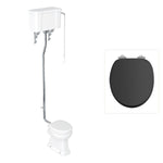 Toalett Burlington högspolande med kedja och soft close-sits, sits matt svart