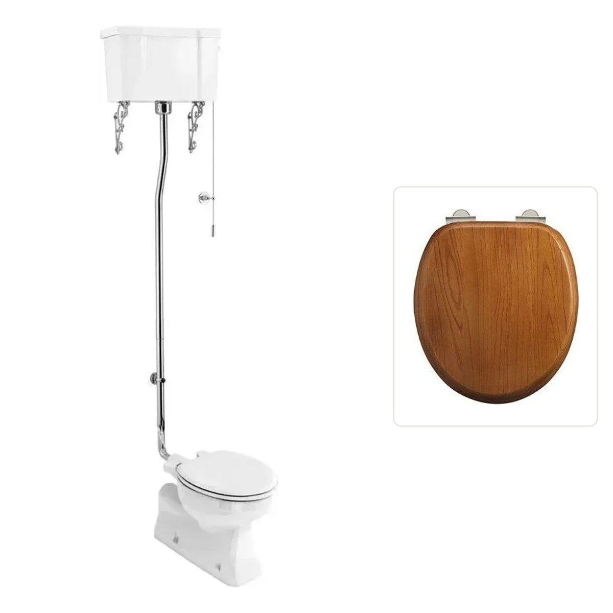 Toalett Burlington högspolande S-lås med spolrörskit och soft close-sits, sits ek
