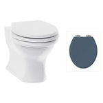 Toalett vägghängd Burlington Guild med soft close-sits, sits blå