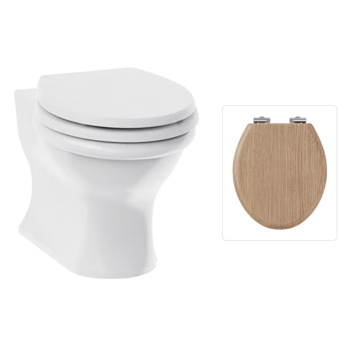 Toalett vägghängd Burlington Guild med soft close-sits, sits ljus ek