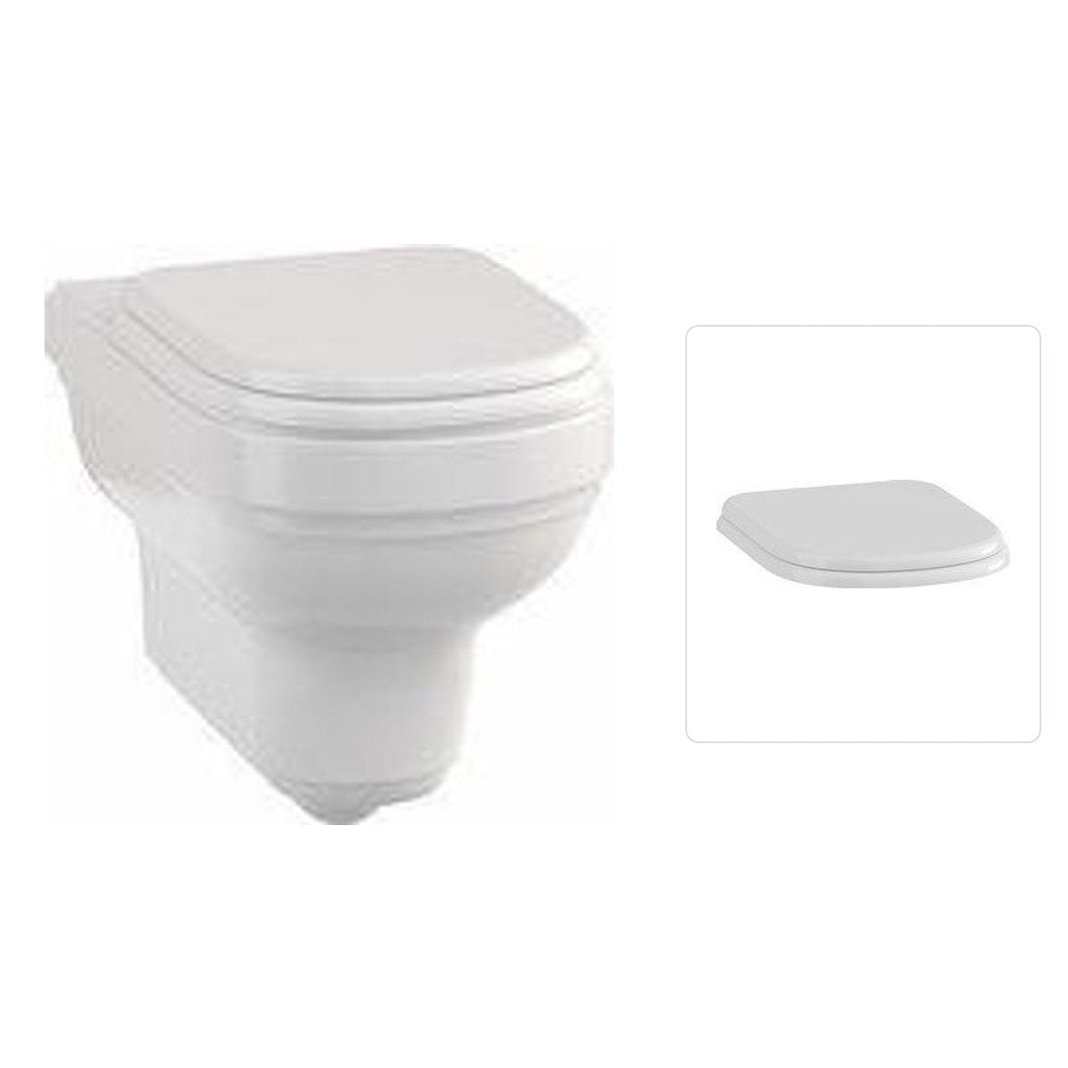 Toalett vägghängd Burlington Riviera med soft close-sits, sits krom