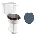 Toalettstol Burlington förhöjd med smal cistern 44 cm med soft close-sits och spolvred, sits blå