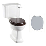 Toalettstol Burlington förhöjd med smal cistern 44 cm med soft close-sits och spolvred, sits grå